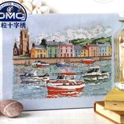 法国dmc十字绣套件手工，风景系列迷人的欧洲海港，小镇浅蓝布