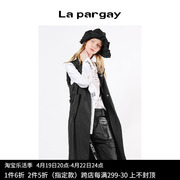 Lapargay纳帕佳2024女装黑色上衣百搭休闲飘带装饰长款马甲