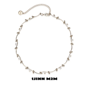 1JINN M2M法式轻奢简约不规则小众高级镶钻串珠拼接设计感颈链