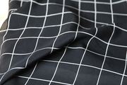 黑色白线格纹暗格纹，肌理飘逸薄款真丝棉，桑蚕丝面料设计师布料