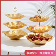 金色三层水果盘亚克力两层果盘ktv塑料多层蛋糕盘创意双层果盘架