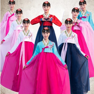 韩国传统女士韩服，女朝鲜族少数民族舞蹈表，演出舞台服运动会女古装