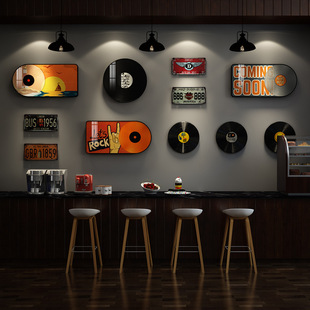 烧烤饭店墙面装饰画清吧咖啡厅，ktv包厢音乐黑胶，唱片工业风壁挂画