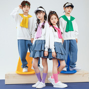 儿童啦啦队表演出服，中小学生运动会洋气团体班服卫衣套装定制印字