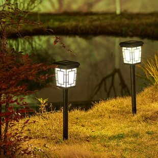 中式草坪灯太阳能户外防水庭院灯复古花园装饰地灯，地插别墅景观灯