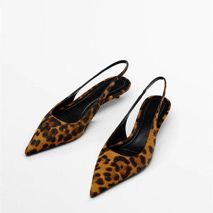 mussimadatti女鞋豹纹猫跟单鞋2024真皮时髦气质，尖头后空鞋