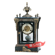 仿古座钟 欧式机械座钟 摆设饰品 软装工艺纯铜理石钟475mm
