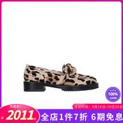 N°21女鞋链条装饰豹纹印花英伦风时尚休闲鞋皮鞋