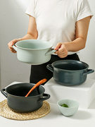 驼背雨奶奶碗家用陶瓷餐具面碗汤碗防烫双耳泡面碗单个大碗汤碗