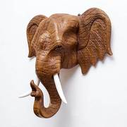 异丽泰式木质大象头墙上装饰品，挂件泰国客厅餐厅，东南亚风墙面壁挂