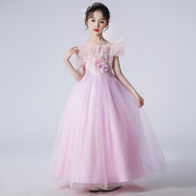 儿童礼服2023女童公主裙，婚纱表演晚礼服，小女孩夏季童装蓬蓬裙