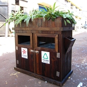 防腐木垃圾桶户外公园景区小区碳化木垃圾箱大号仿古实木垃圾桶