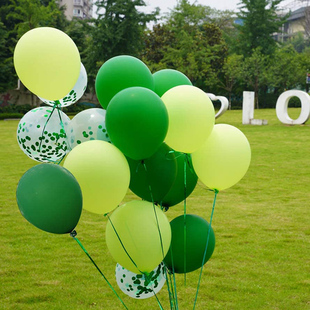 森系绿色气球宝宝生日布置春游户外拍照野餐派对场景装饰品