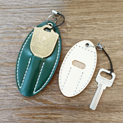 创意牛皮钥匙包单支装小众复古真皮，锁匙套简约钥匙扣迷你收纳包