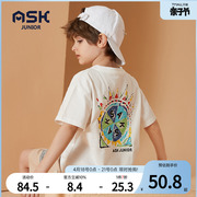 askjunior童装男童t恤短袖，夏季纯棉儿童，上衣夏季男孩衣服短t