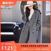 XG雪歌羊毛外套女2023冬法式优雅中长款毛呢大衣XI410059B599