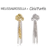 melissa rosella 麦穗双色拼接长流苏耳环小众原创设计高级感耳饰