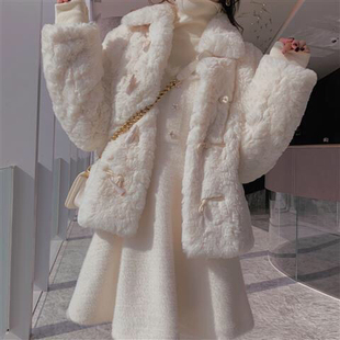 秋冬女装兔毛皮草外套，可爱柔软仿獭兔，毛毛外套宽松羊羔绒大衣
