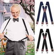 背带男式夹老年人吊裤带，松紧可调节男士成人，西装裤子防滑胖人腰带