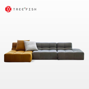 木子鱼tufty泡芙沙发意式极简客厅，简约现代转角，l型磨砂布模块沙发