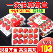 一次性草莓盒子包装盒透明塑料，打包盒水果盒装草莓，的盒子15粒带托