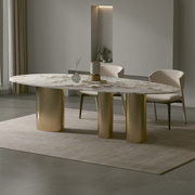潘多拉水滴形餐桌奢石纯天然大理石餐桌椅，现代简约意式轻奢饭桌