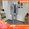 纯色韩版西服套装男修身职业青年浅灰色晚会礼服商务休闲两件套厚