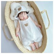 儿童摄影道具影楼百天宝宝连体服，新生儿拍照主题布置编织筐婴儿篮