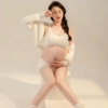 孕妇拍照服装影楼孕妈咪艺术照白色针织套装小清新唯美孕妇照