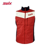 swix男冬季户外保暖修身棉马甲红色外套，透气无袖运动棉服女12272
