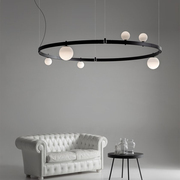 极简北欧客厅大圆环，玻璃球吊灯简约设计师，样板房卧室家用餐厅灯具