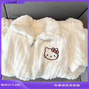 hellokitty睡衣女秋冬季珊瑚绒2023加厚加绒长袖套装家居服