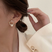 韩国东大门锆石珍珠银针耳环2024年潮，耳坠气质耳饰耳钉女简约