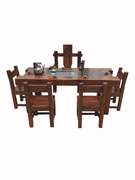 库老船木茶桌椅组合中式仿古全纯实木功夫茶几，套装一体简约中式厂