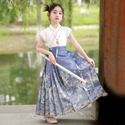 马面裙女童中国风夏天古装明制改良唐装夏款儿童，汉服女孩夏季套装