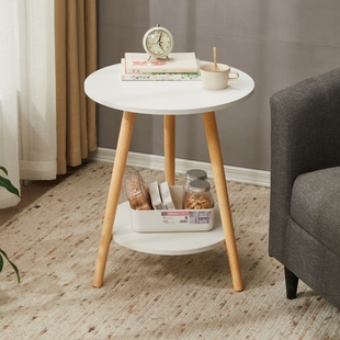 简易小圆桌网红阳台创意欧式小茶几沙发边几角移动床头小桌子加高