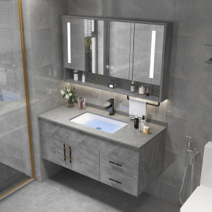 2022浴室柜组合陶瓷洗漱洗手洗脸台盆柜岩板台面定制镜柜面盆