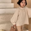 2024春季韩版童装波点圆领女童衬衫，洋气时髦女宝宝泡泡袖儿童衬衣