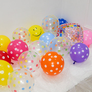 波点彩色气球布置生日装饰糖果色波波球透明儿童派对布置彩虹汽球
