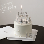 网红仙女蛋糕装饰水晶摆件女神钻石HB生日快乐珍珠18岁插件