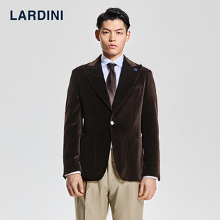 LARDINI意大利进口戗驳领丝绒单西男士西服外套商务休闲西装上衣