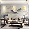 新中式抽象金色山水轻奢壁纸现代简约电视背景墙纸壁画影视墙壁布