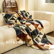 毛绒沙发毯冬季加厚毛毯北欧风空调毯午休盖毯单人披肩车载小毯子