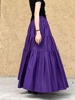 春季2024法式气质垂感长，裙子到脚踝高腰显瘦紫色褶皱半身裙女
