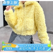 RU90105270原1999REVAN芮范国内2022冬款黄色羊羔绒短外套