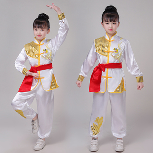 儿童武术表演服装中国风武术训练服元旦圣诞节打鼓舞服太极演出服