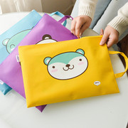 韩国卡通萌小熊A4文件袋 学生女士可爱帆布试卷收纳袋带提手