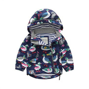 欧美韩版童装宝宝连帽冲锋衣，男女童保暖外套儿童反光条防风衣