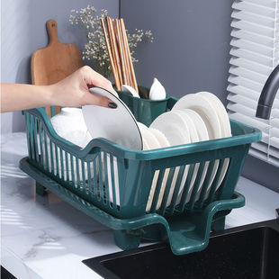 厨房水槽沥水碗架餐具，滤水篮碗盘筷子置物架，多功能双层洗碗收纳篮