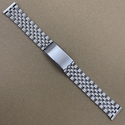 手表配件18mm钢表带 不锈钢折叠扣平口包片钢带表链带 长约17.2CM
